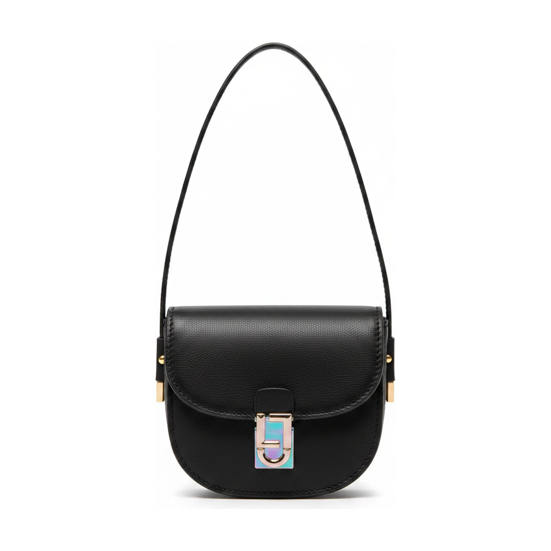 Bolsa Transversal Feminina Preta Mini Saddle Fecho Metal