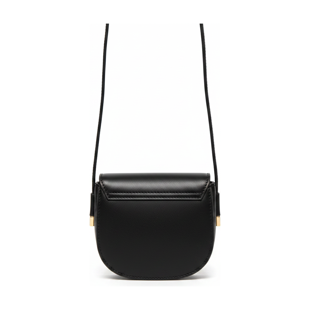 Bolsa Transversal Feminina Preta Mini Saddle Fecho Metal - traseira