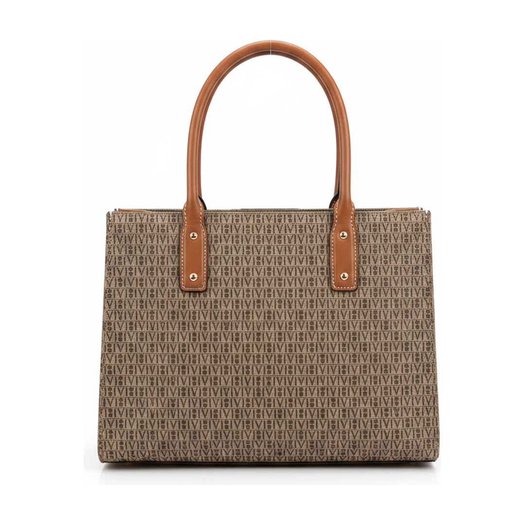 Bolsa Victor Hugo Tote Monograma VH Bege e Preto - traseira