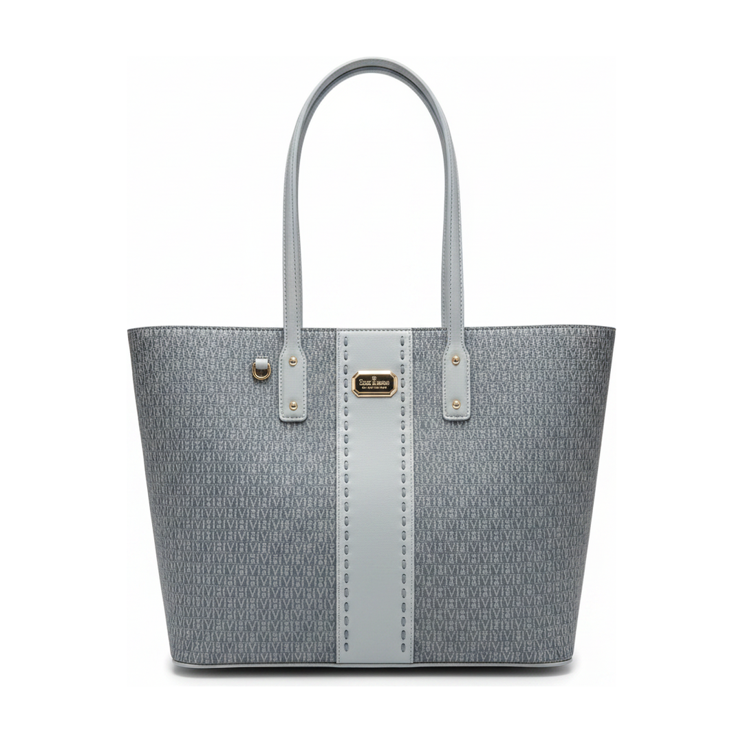 Bolsa Tote Victor Hugo Monograma Azul Jeans Alça Ombro