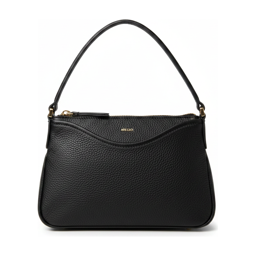 Bolsa Arezzo Shoulder Bag Preta Couro Alça Transversal