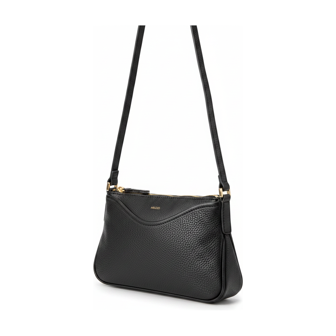 Bolsa Arezzo Shoulder Bag Preta Couro Alça Transversal - ângulo