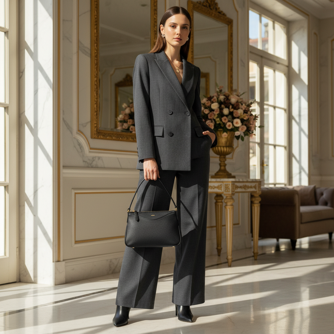 Bolsa Arezzo Shoulder Bag Preta Couro Alça Transversal com modelo