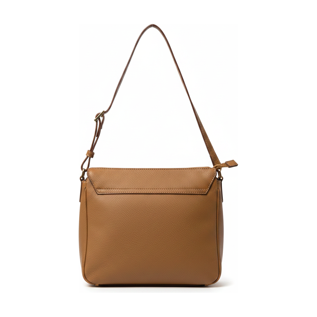 Bolsa Transversal Morena Rosa Couro Caramelo Crossbody - traseira