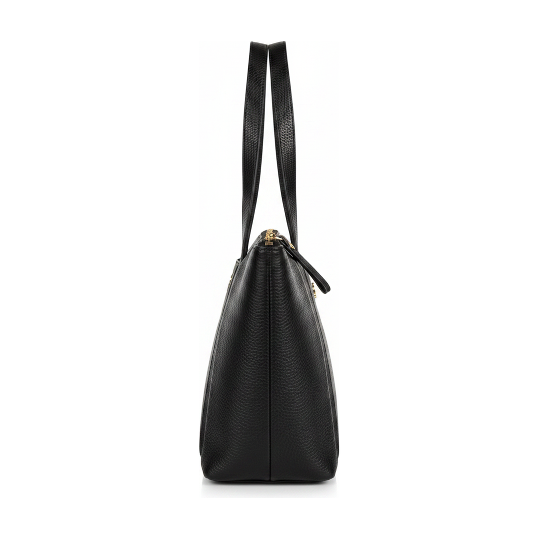 Bolsa Shopping Capodarte Couro Preta Alça de Ombro - lateral