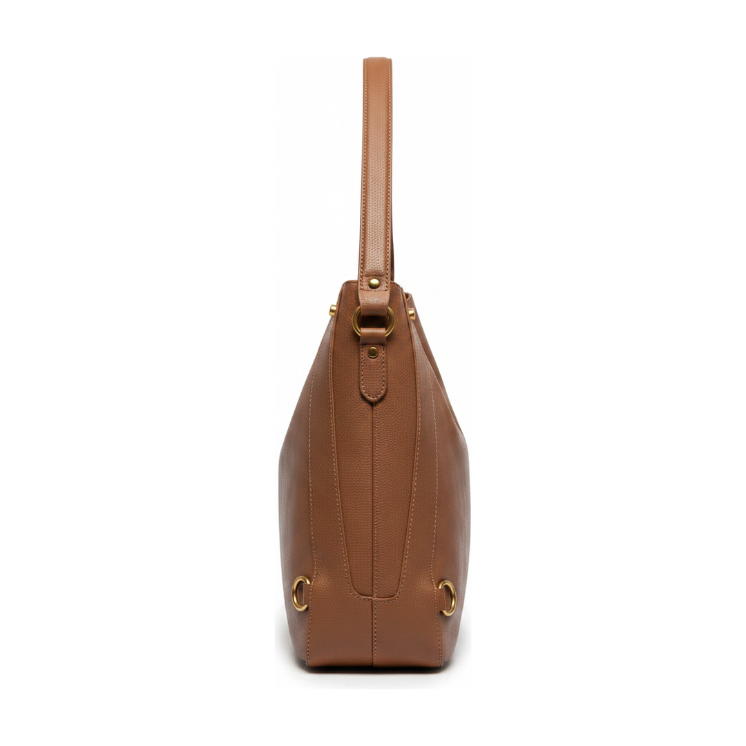 Bolsa Santa Lolla Hobo Grande Marrom Alça de Ombro - lateral