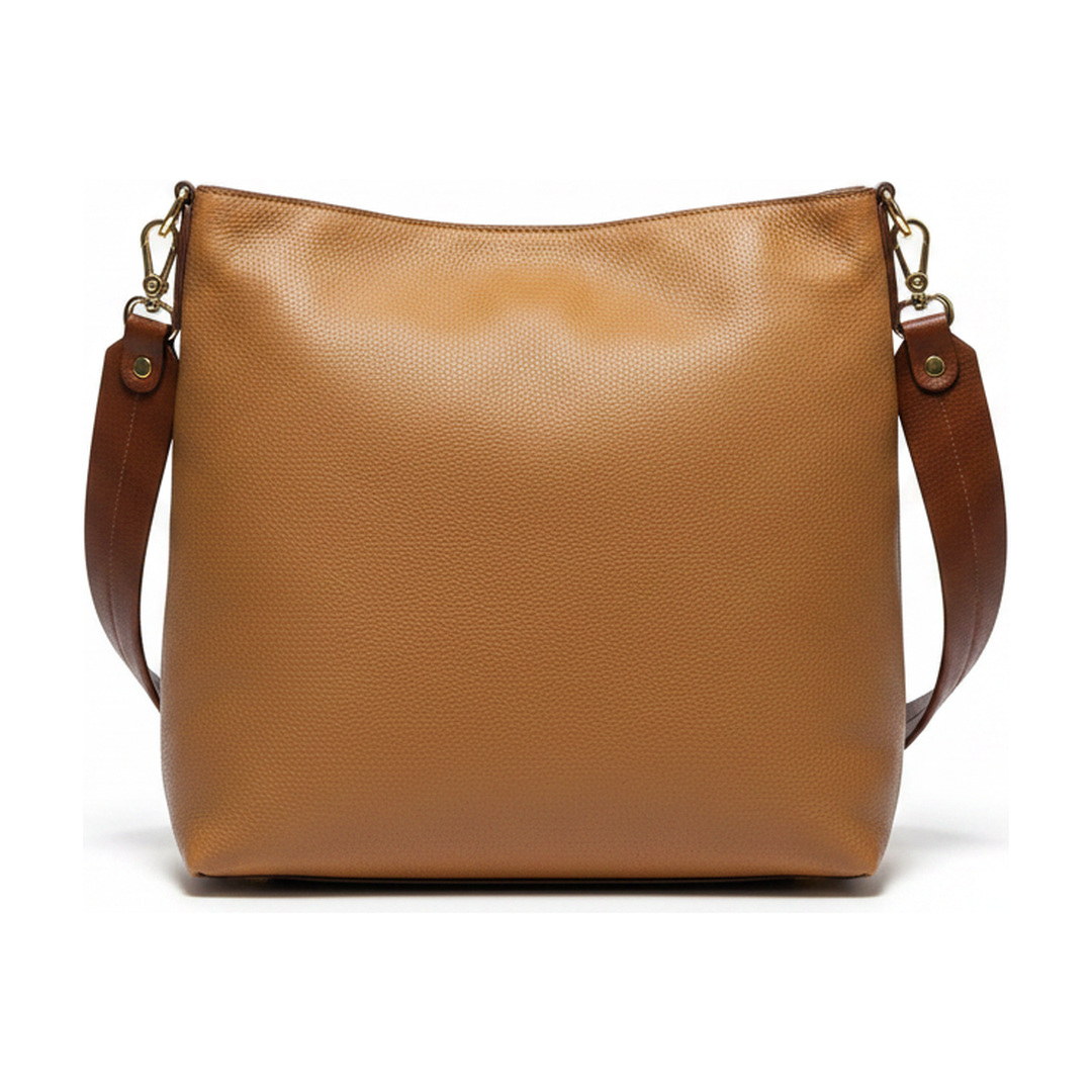 Bolsa Feminina Couro Caramelo Ombro e Transversal - traseira