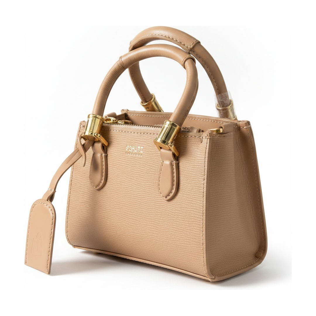 Bolsa Mini Tote Schutz Textura Caramelo Alça Transversal - ângulo