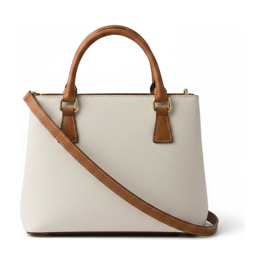 Bolsa Estruturada Off White Alças Caramelo e Transversal - traseira