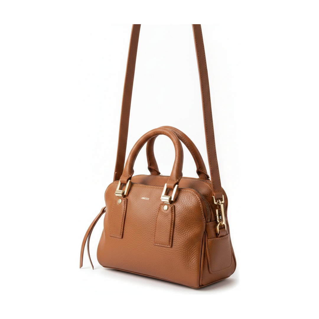 Bolsa Arezzo Satchel Couro Caramelo Alça Transversal - ângulo