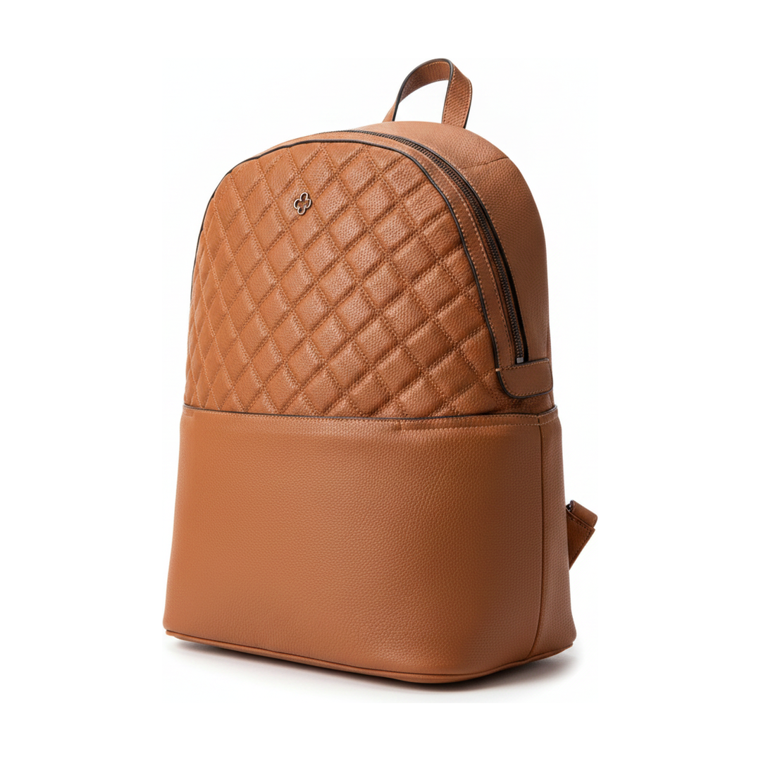 Mochila Feminina Capodarte Couro Caramelo Matelassê - ângulo