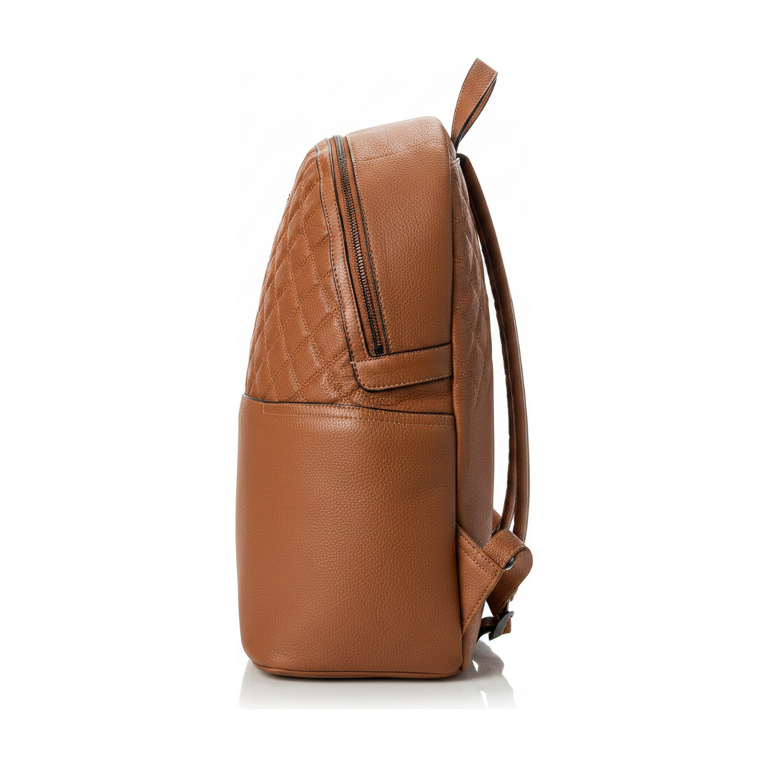 Mochila Feminina Capodarte Couro Caramelo Matelassê - lateral