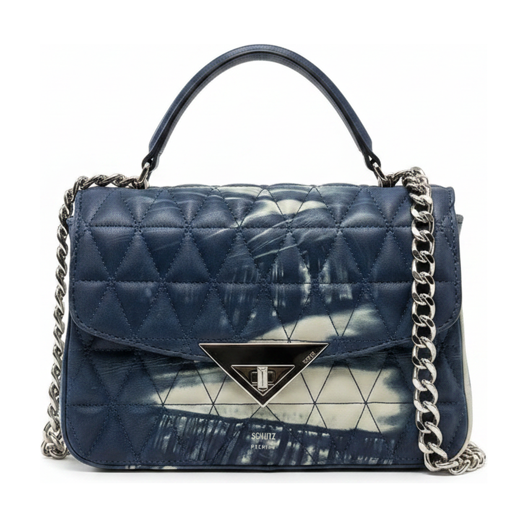 Bolsa Schutz Matelassê Azul Marinho Alça Corrente Prata