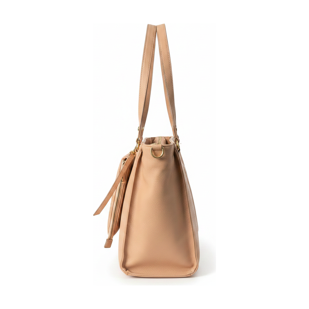 Bolsa Shopping Jorge Bischoff Monograma JB Nude Couro - lateral